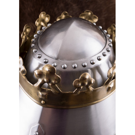 Grand casque royal avec couronne, acier 1,6 mm