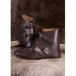 Chaussures médiévales à boucle, marron foncé 