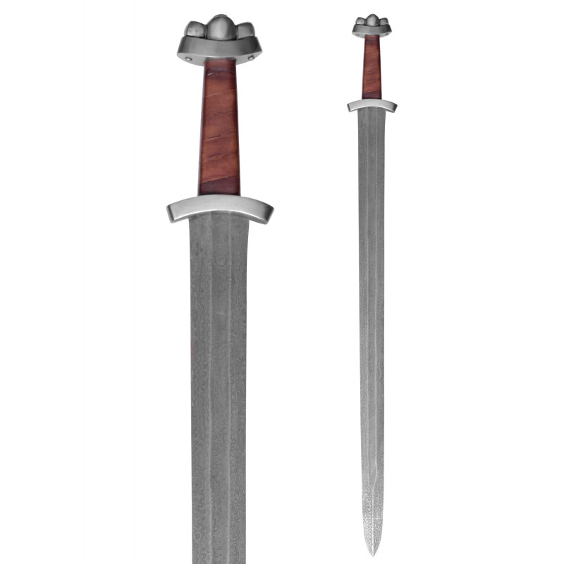 Épée viking ancienne Godfred avec fourreau, lame Damas