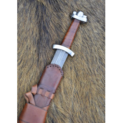 Épée viking ancienne Godfred avec fourreau, lame Damas 