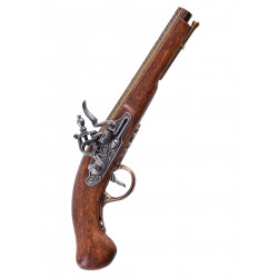 Pistolet à silex français, XVIIIe siècle, laiton, réplique 