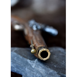 Pistolet à silex français, XVIIIe siècle, laiton, réplique 