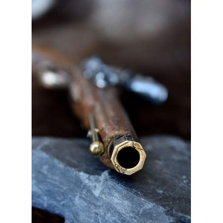 Pistolet à silex français, XVIIIe siècle, laiton, réplique