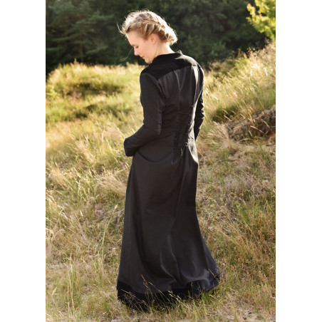 Robe médiévale Meira avec détails en velours, noir