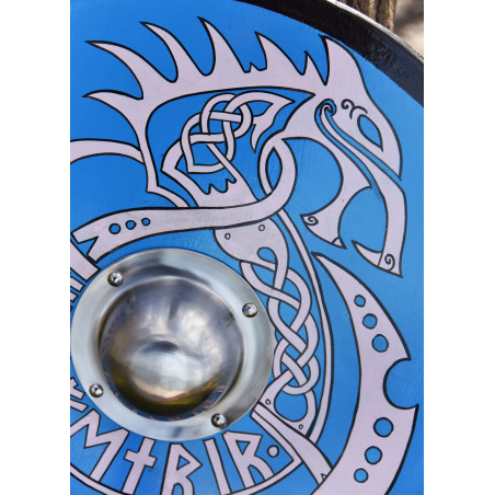 Bouclier Viking avec motif Fenrir, peint à la main, 61 cm