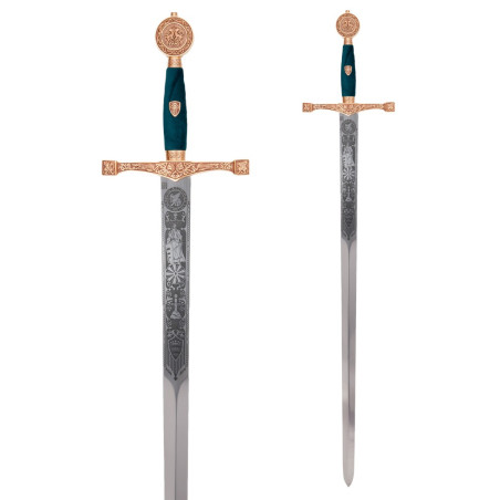 Épée Excalibur, couleur or avec gravure décorative, Marto