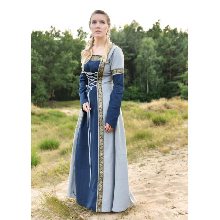 Robe médiévale Eleanor, bleu/bleu-gris