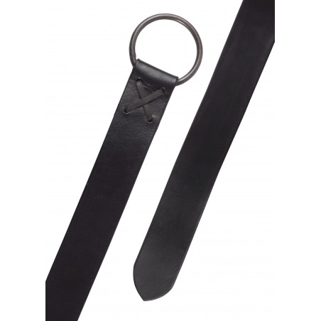 Longue ceinture médiévale avec anneau en laiton noire